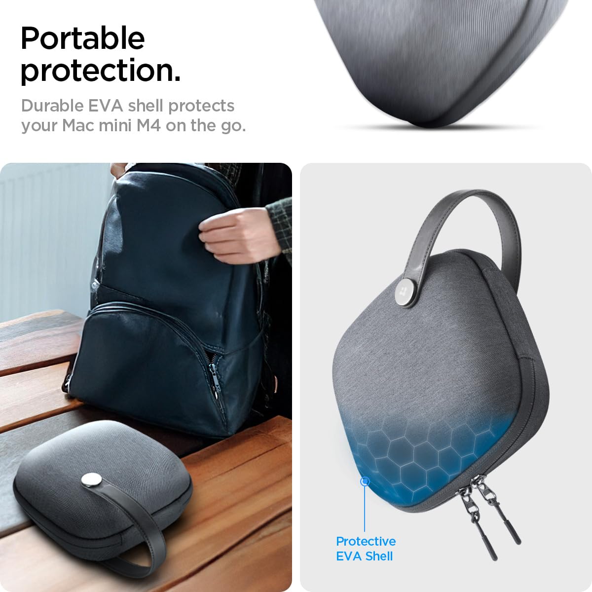 Spigen Klasden Pouch Designed for Mac mini M4 M4 Pro (2024) Portable Travel Case Pouch Storage - Charcoal Gray