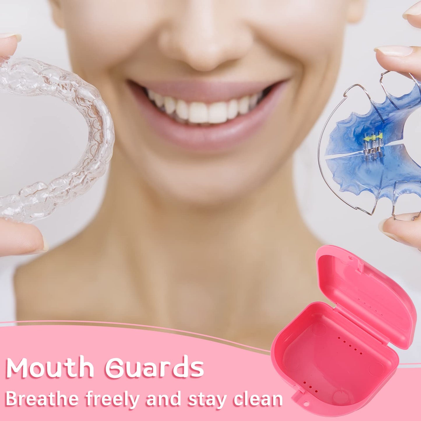 64 Pcs Retainer Case with Vent Holes Mouth Guard Container Case Dental Storage Container Multicolor Dental Retainer Box for Office Travel Household, 9 Colors