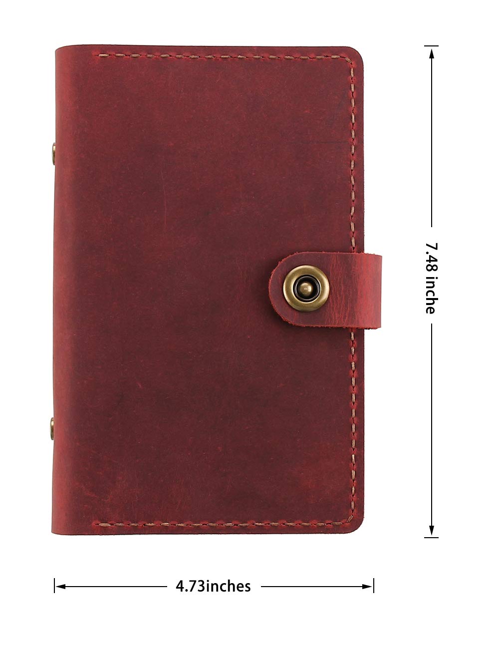 Leather Journal Refillable Writing Notebook, A6 Personal Size 6 Ring Binder Spiral Notebook, Handmade Genuine Leather Refillable Journal Binder Diary, Pocket Binder Traveler Notebook-Wine