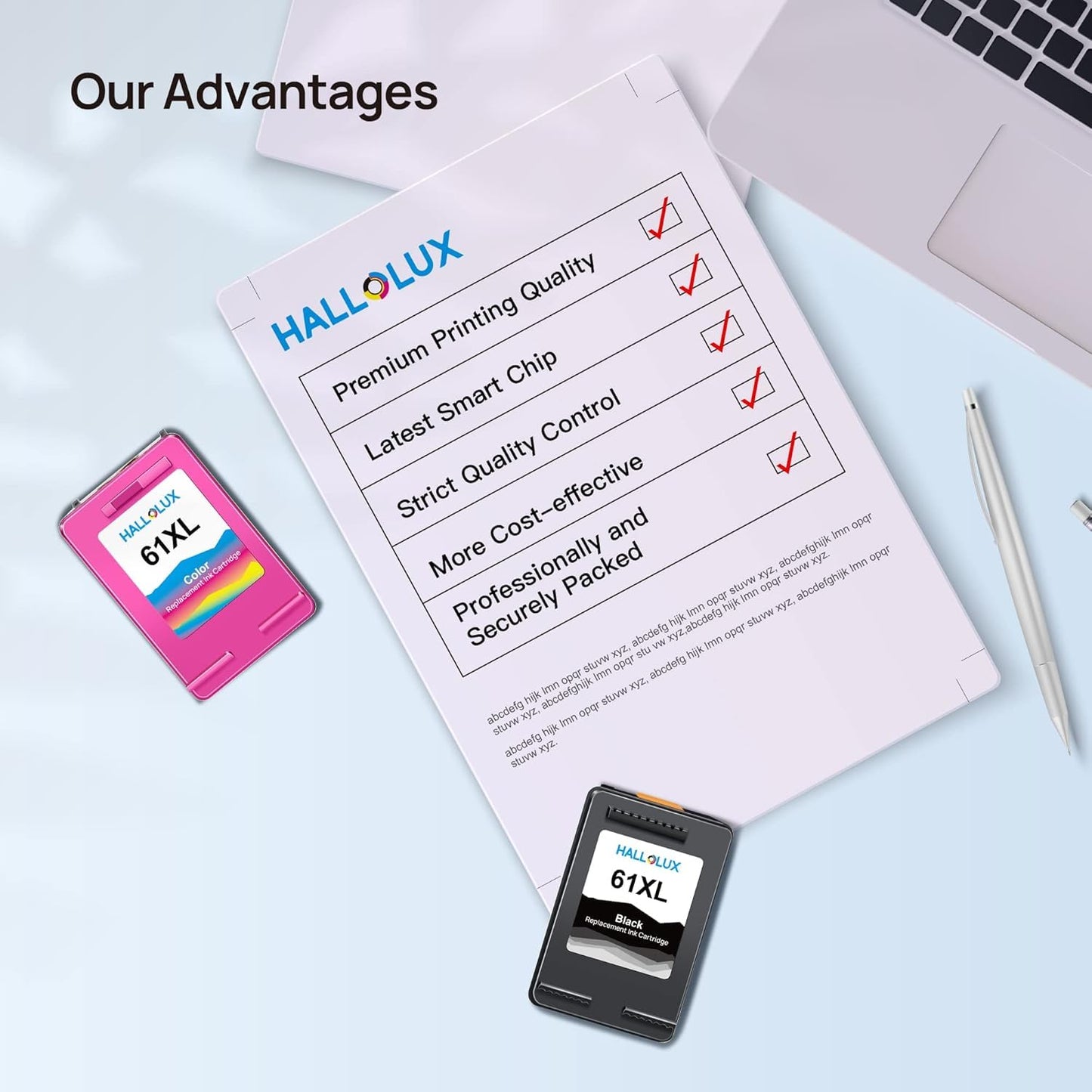 61XL Ink Cartridges Cartouches Encre 61XL for HP 61 XL HP61XL Ink Cartridges Combo Pack for HP Envy 4500 4501 4503 4504 4505 5530 5531 5532 OfficeJet 2620 DeskJet 1010 1012 1050 1510 Printer(2 Pack)