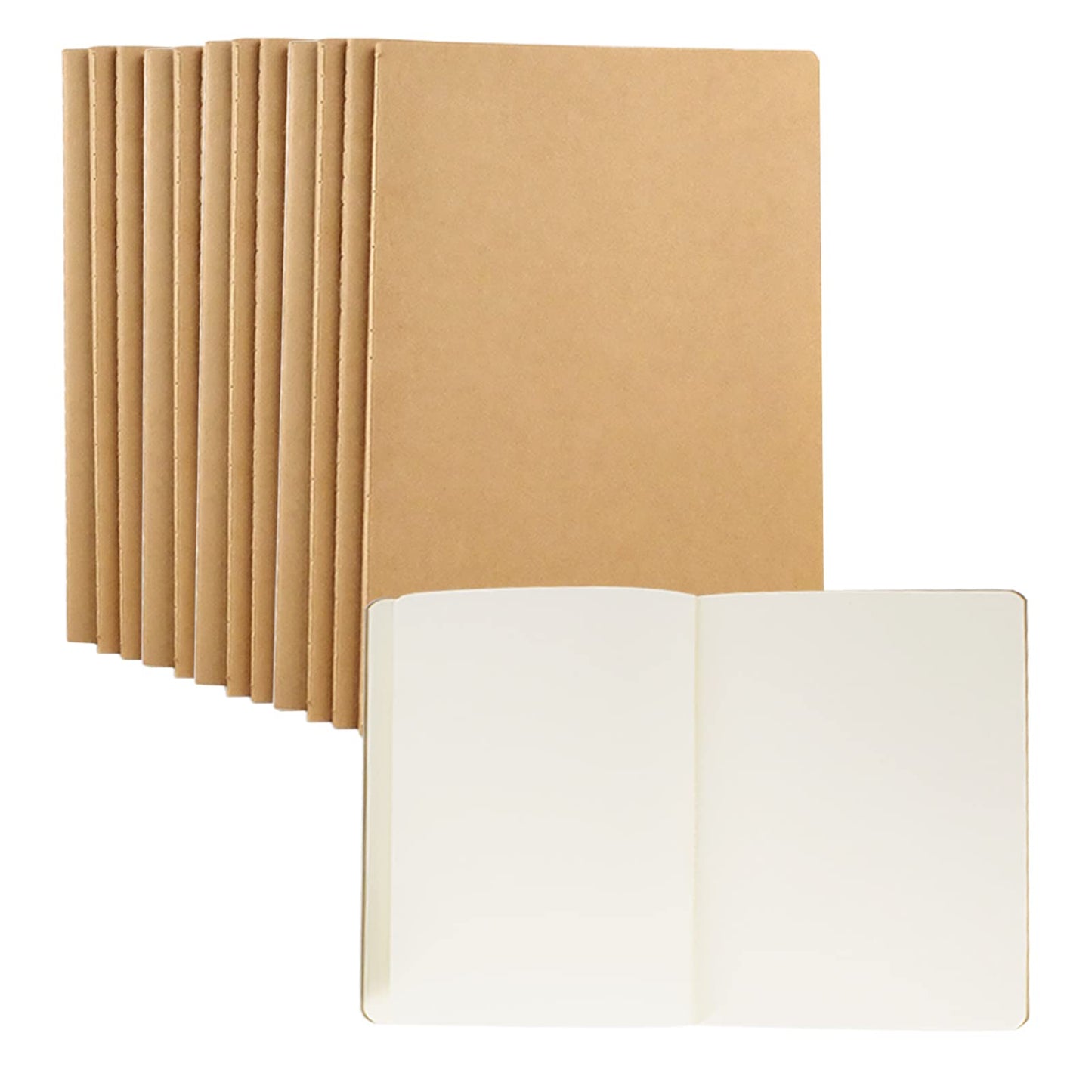 zmybcpack 12 Pack 8.5"x11" Blank Notebook Journals Bulk, Kraft Paper Notebook Journal Diary Notebook for Travelers, Students, Office (60 Blank Pages /30 Sheets)