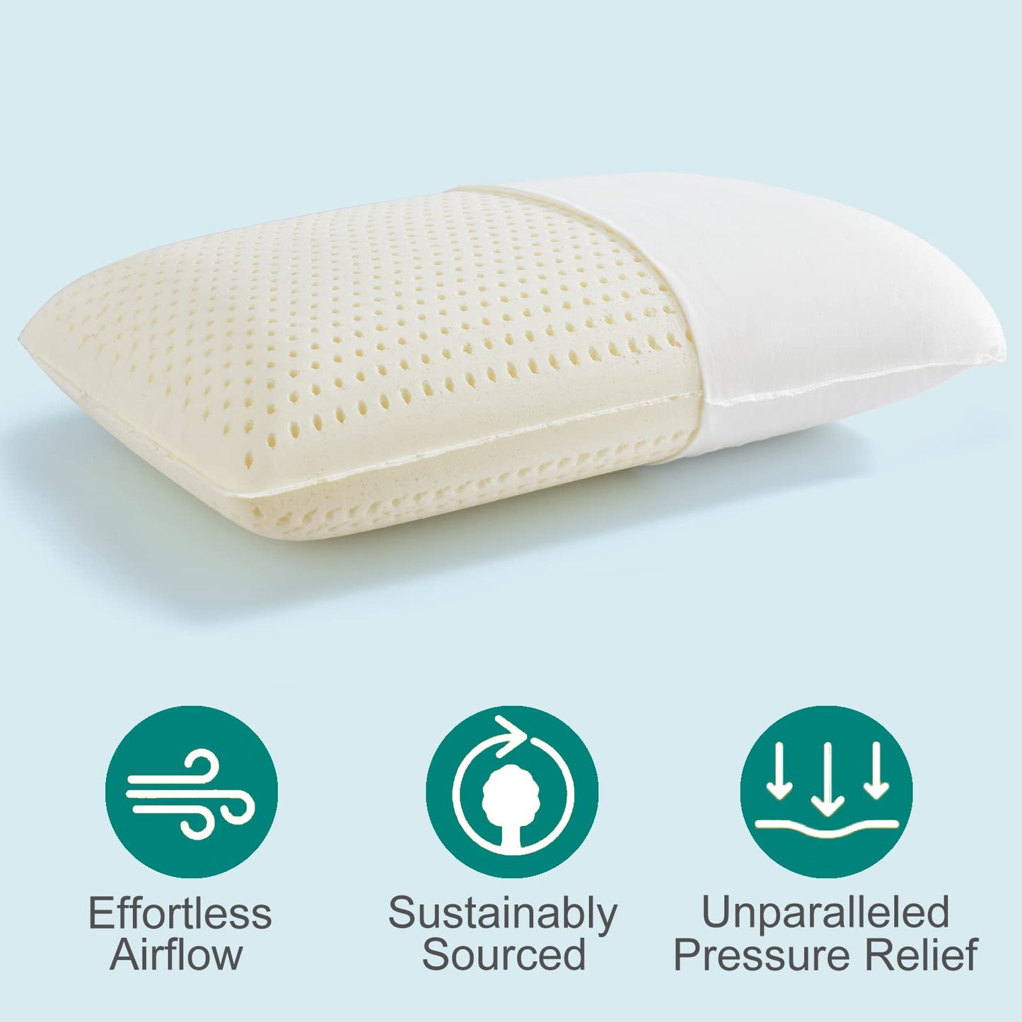 AWRFOHE Latex Pillow, 100% Talalay Natural Latex Pillow, Soft Sleeping Bed Pillows with Cotton Cover, Queen Size, Perfect for Side/Back Pain, Stomach, Neck, Stress Relief (Standard)