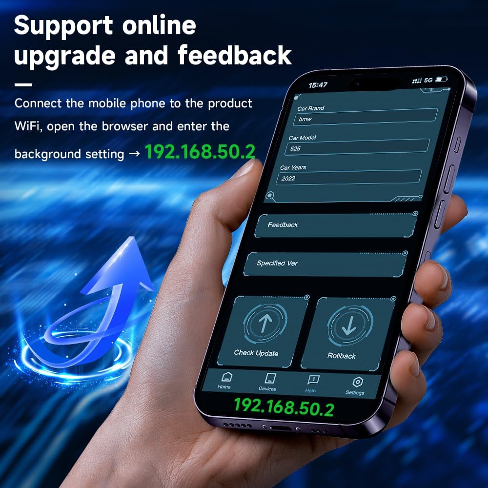 CarlinKit 5.0 Wireless CarPlay Adapter for iPhone - Wired to Wireless CarPlay/Android Auto - Dual-Band WiFi, Low Latency, Online Update, Plug Play for OEM Wired C arPlay/Android Auto Cars.(2air)