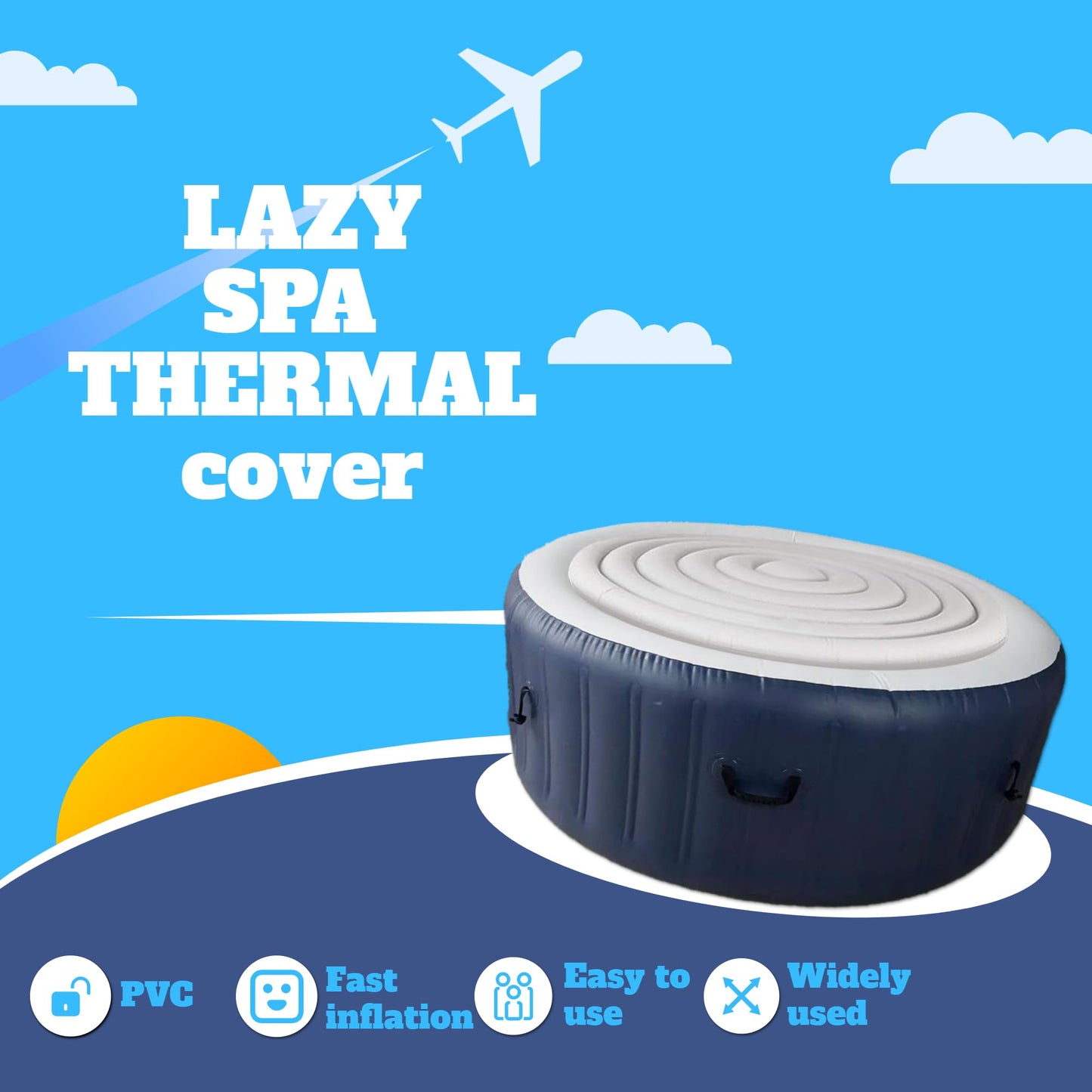 Gugxiom 4.5 Ft Inflatable Hot Tub Lid, Foldable Windproof Protector Cover, Energy-Saving, Dust-Proof, Hot Tub Inflatable Lid for All 4 Person Round