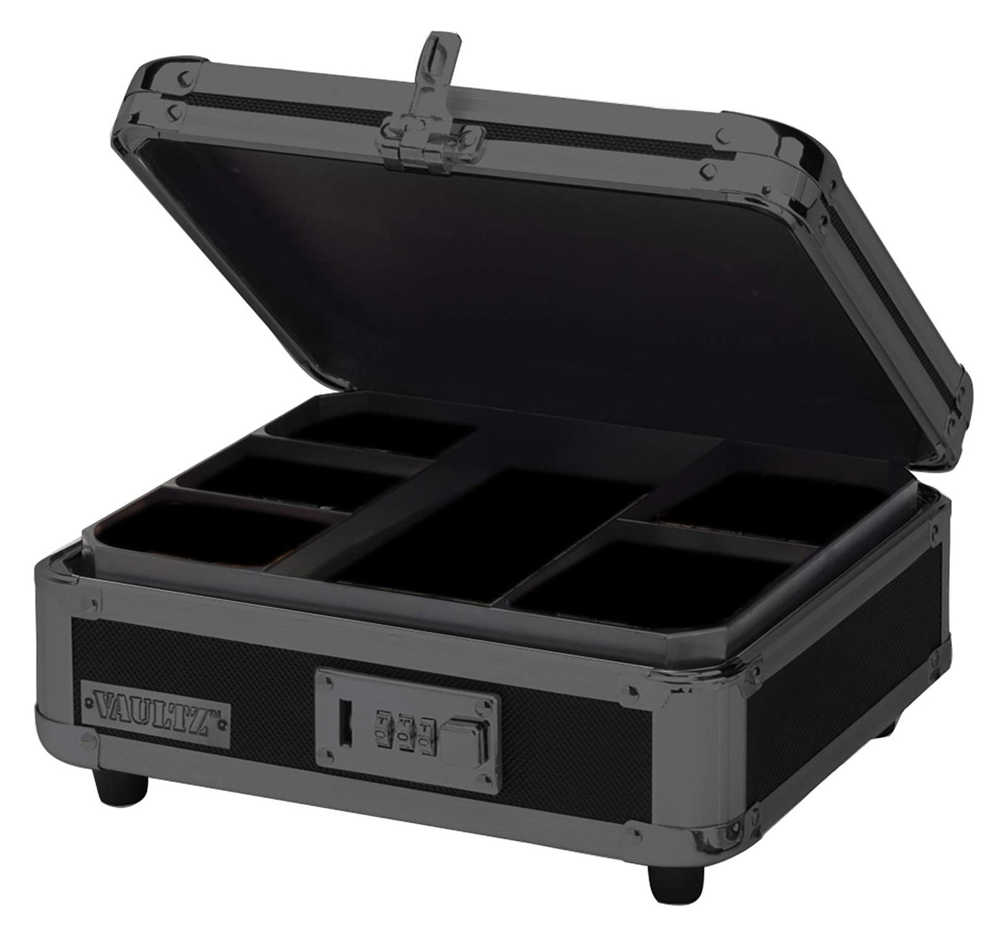 Vaultz Locking Cash Box with Bill and Coin Tray, Combination Lock, 8.5 x 4 x 10 Inches, Tactical Black (VZ00308)