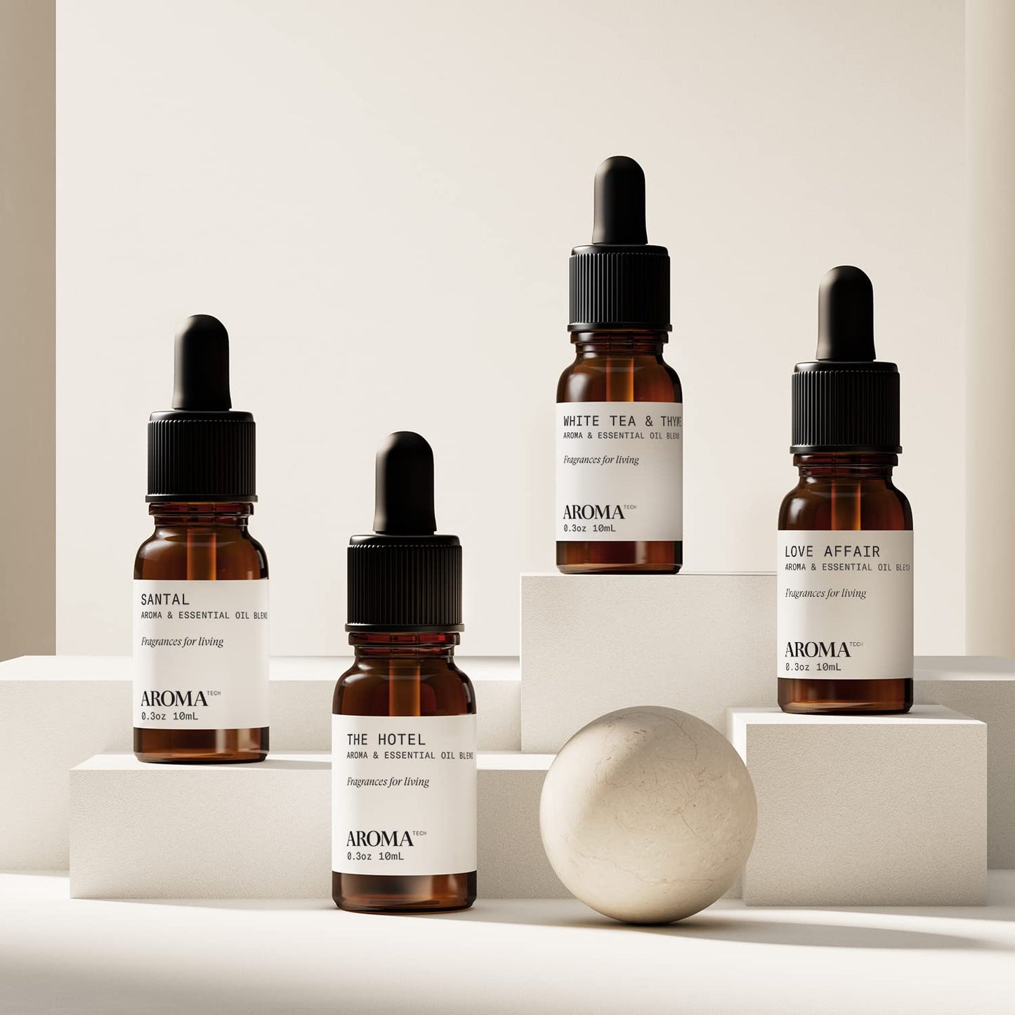 AromaTech Best Sellers Discovery Gift Set | Premium Aroma Essential Oils Blend for Scent Diffusers, UltraSonic Scent Machines, Set of Santal, The Hotel, White Tea & Thyme, and Love Affair - 10 mL