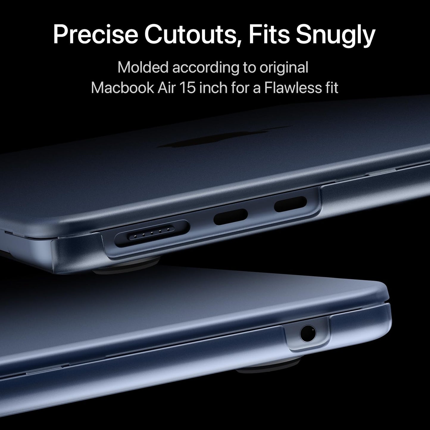Soonjet for MacBook Air 15 inch Case | M5 M4 M3 M2 2026 2025-2023 | 100% Match Official Color | Ultra Thin Armor | Hard Shell + Translucent Keyboard Cover | Midnight Clear