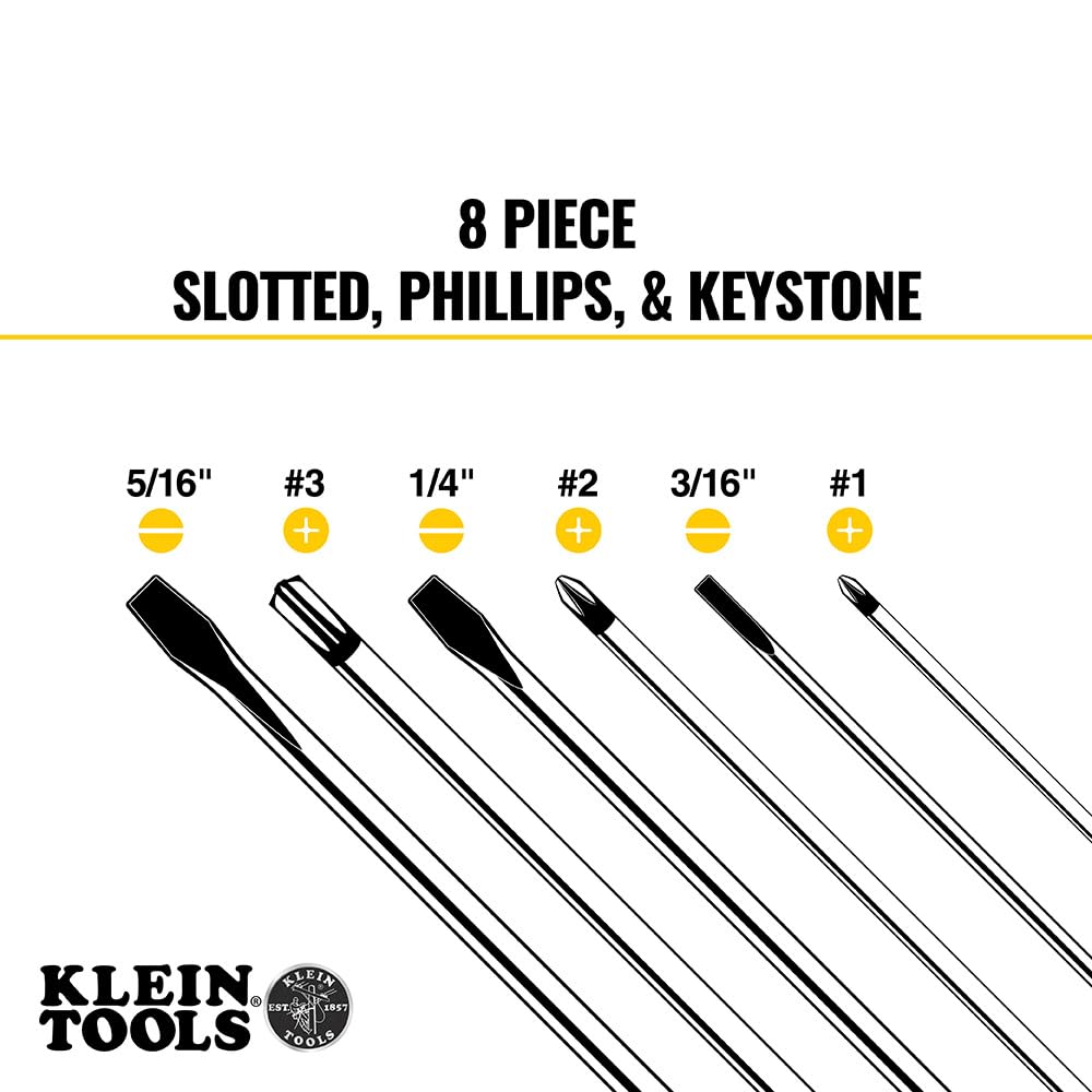 Klein Tools 85148 Screwdriver Set with Magnetizer/Demagnetizer for Magnetic Tips, Flathead and Phillips, Home Improvement, 9-Piece