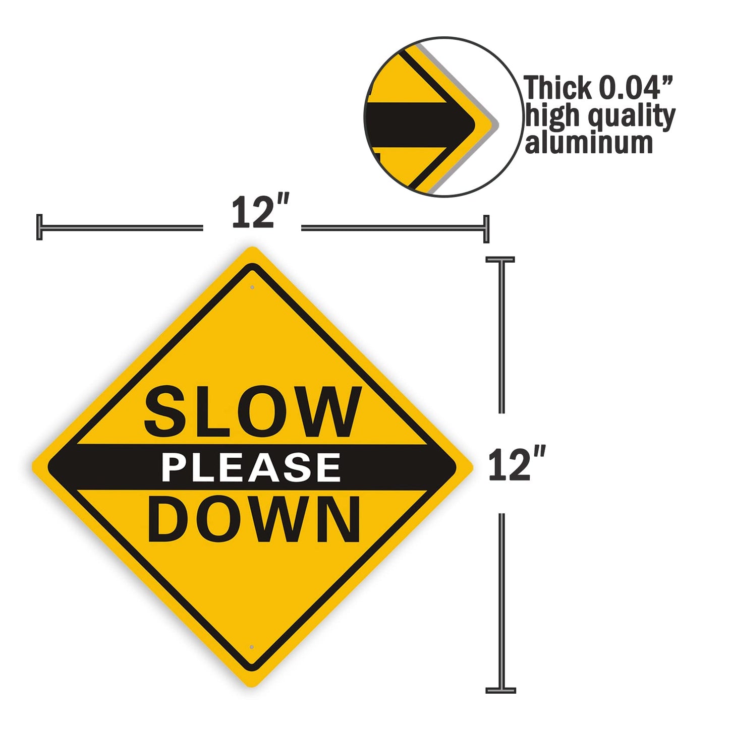 Clotide 4 Pack Please Slow Down Sign. 12 x 12 Inches Reflective Aluminum Sign, Waterproof, Weatherproof, Scratch and UV Resistant. Easy to Mount Indoor or Outdoor use