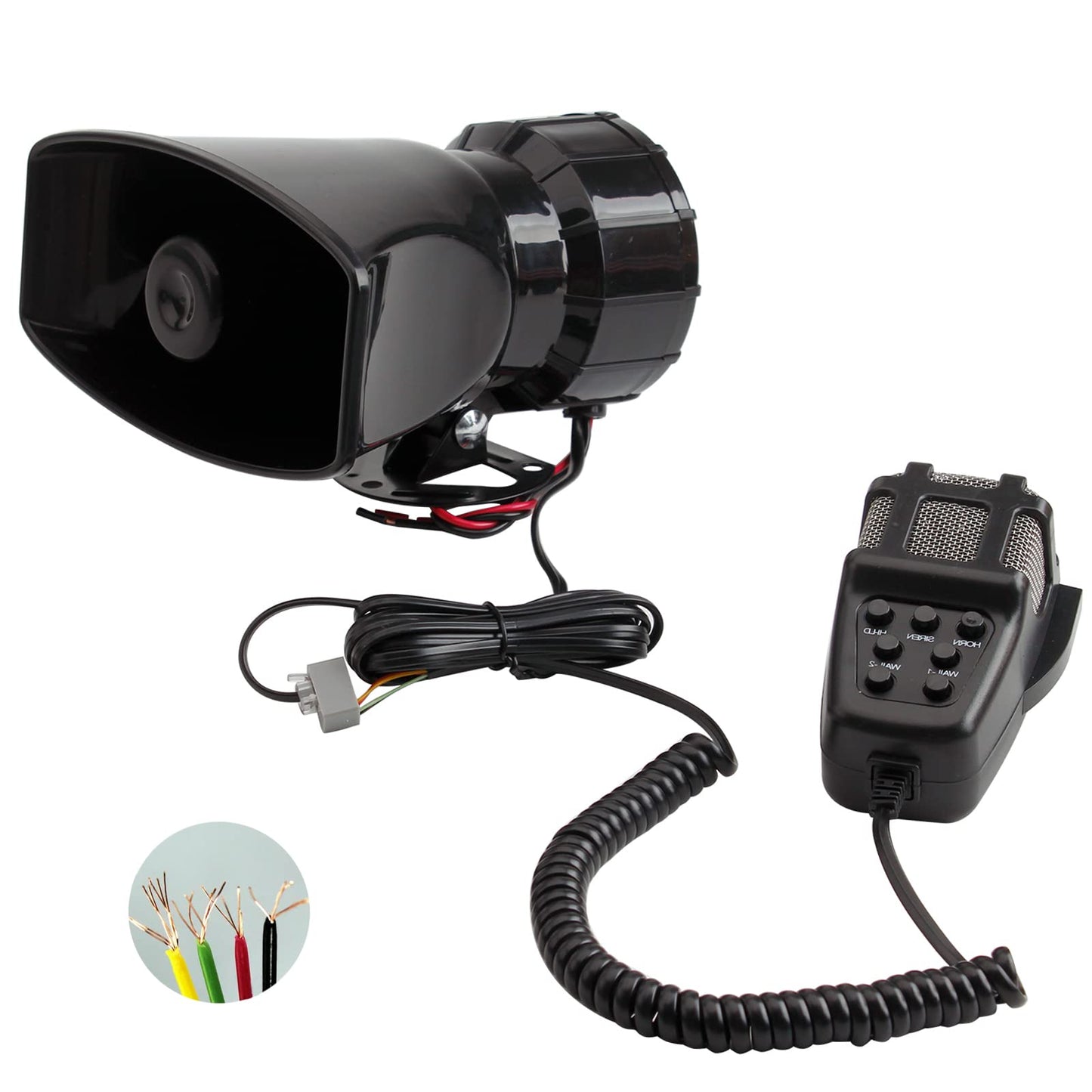 Alarm Horn Siren PA Speaker Mic System,BANHAO 100w 12v 7 Sound Loud Car Alarm Police Horn Police Car Siren Horn Speaker System Emergency Amplifier Alarm Kit Horn for 12V Truck Lorry Boat Car