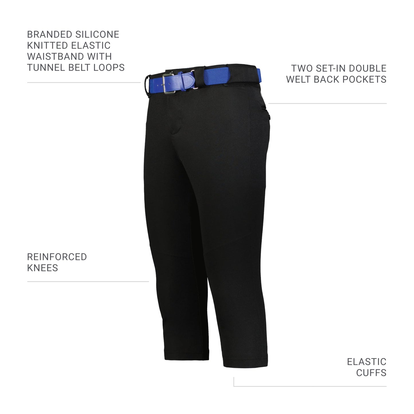 Russell Athletic Women's on Deck Softball Knicker-Stylish Beltloop Pants with Pockets for Ultimate Comfort, Black, Small