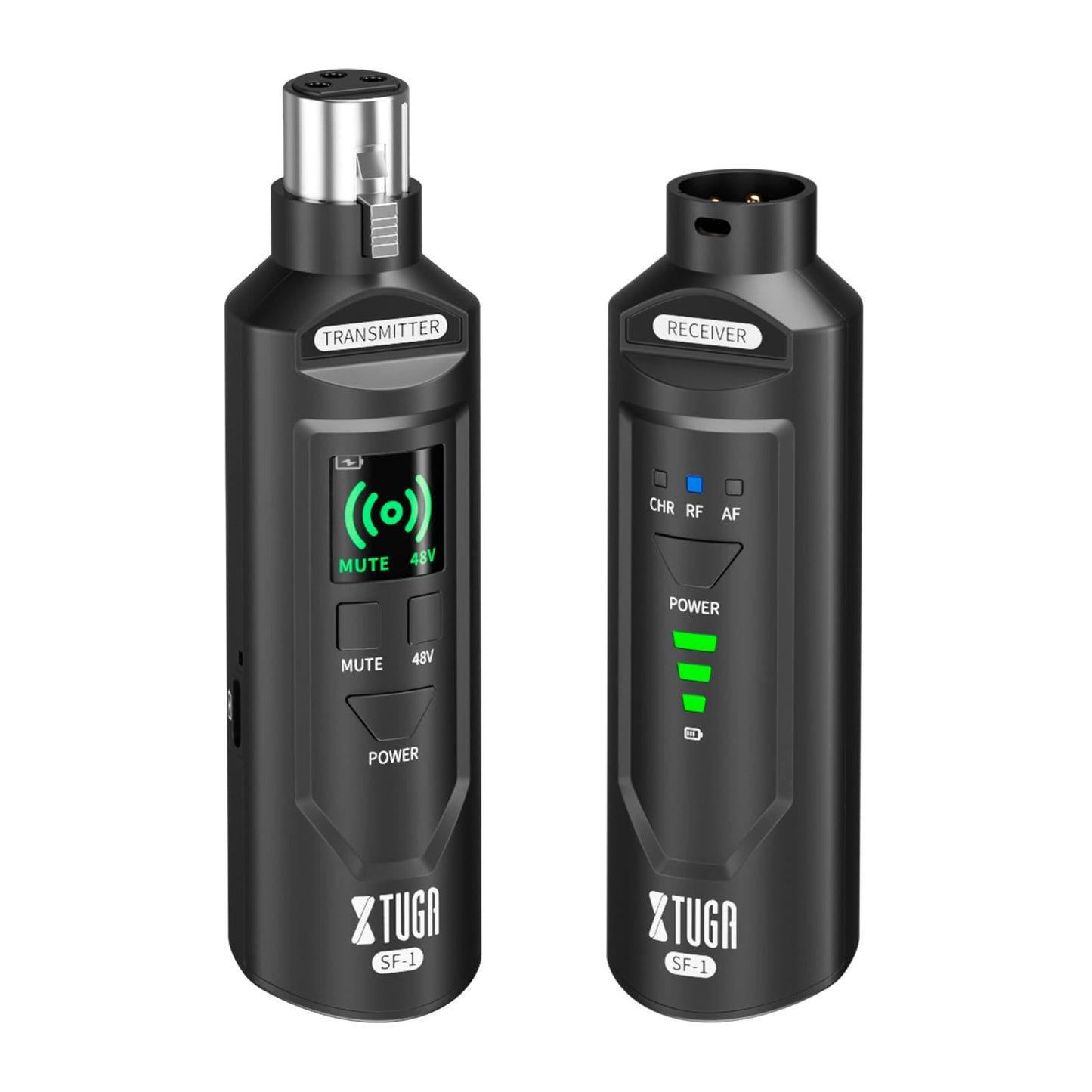 XTUGA Updated SF-1 Wireless XLR Transmitter and Receiver, 2.4G Microphone Transmitter Receiver with 48V Phantom Power, Rechargeable Mic Adapter for Dynamic/Condenser Microphones, PA System