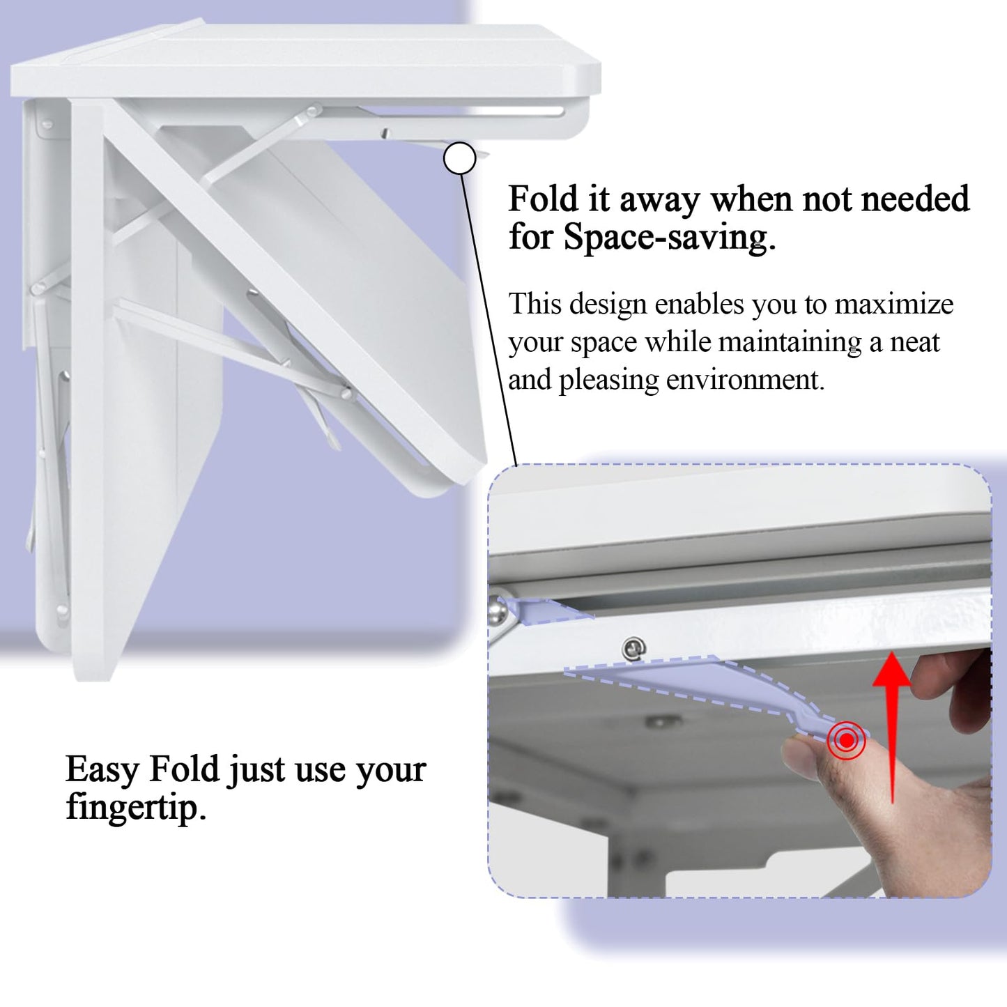 TEAMIX Wall Mounted Desk, White Folding Desk for Small Spaces Floating Shelf Organizer with Heavy-Duty Brackets for Home Office