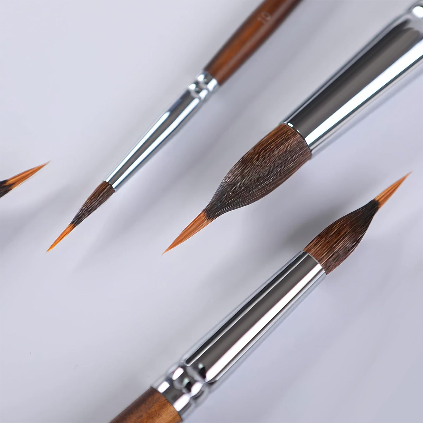 Watercolor Brushes Professional, Fuumuui 4Pcs Extended Needle Point Brushes Synthetic Extra Long Pinhead with Sable Body for Fine Detailing - Watercolor Gouache Inks Painting