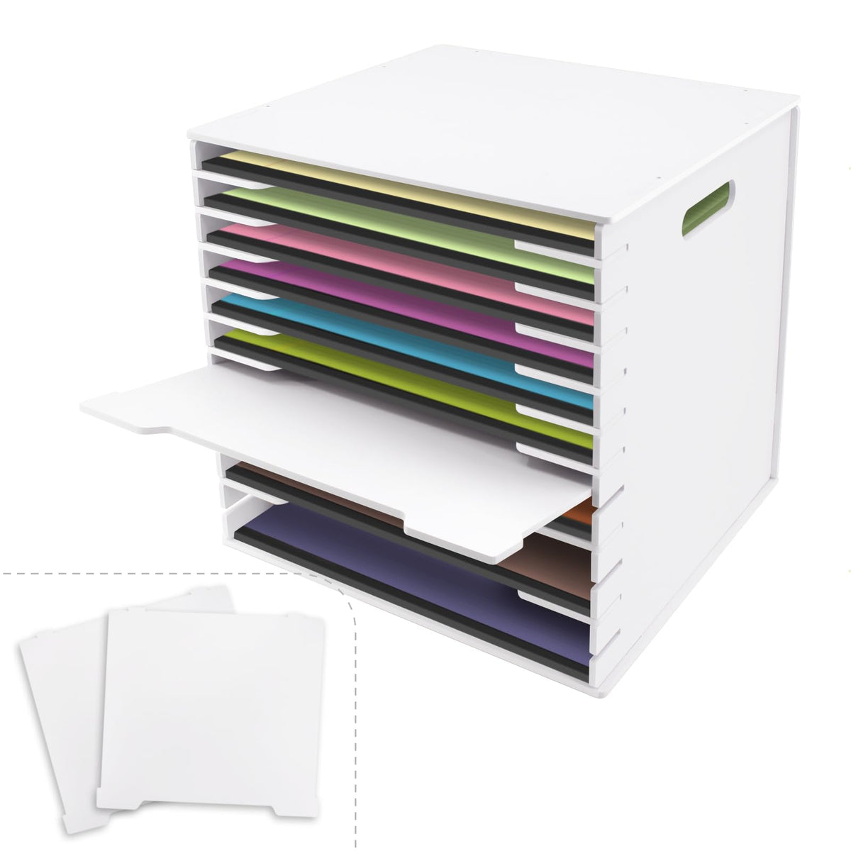 SONGWAY 12x12 Paper Storage Organizer - 13 Tier Desk File Organizer with Adjustable Shelves, Letter Mail Tray, 12x12 Stackable Scrapbook Paper Storage Cube for Home Office Classroom