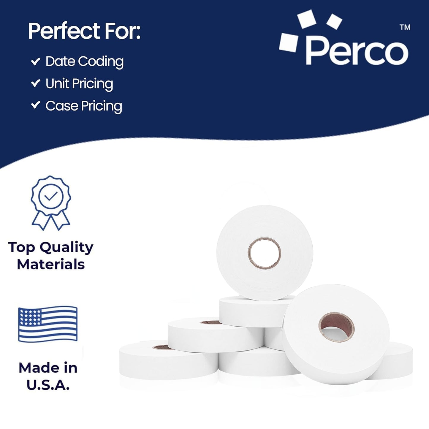 Perco White Pricing Labels for Monarch 1136 Price Gun - 8 Rolls, 14,000 Price Marking Labels