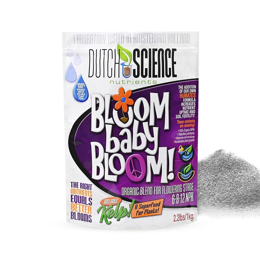 Dutch Science Nutrients Organic Fertilizer – Bloom Baby Bloom Large 1 Kg Size - Booster Fertilizer & Nutrition with 6-8-12 NPK | Organic Bud Booster for Strong Flower Growth | Outdoor & Indoor