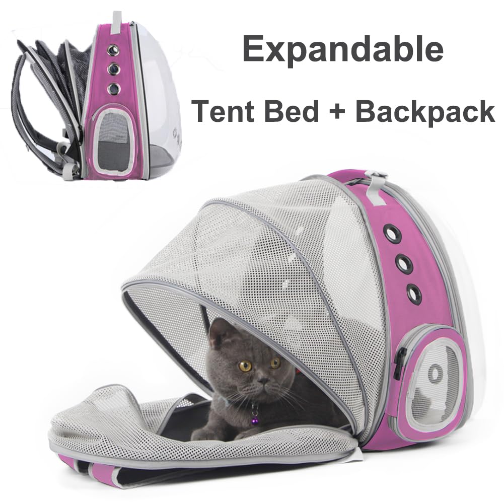 Expandable Cat Backpack, Space Capsule Bubble Transparent Clear Pet Carrier for Small Dog, Pet Carrying Hiking Traveling Backpack