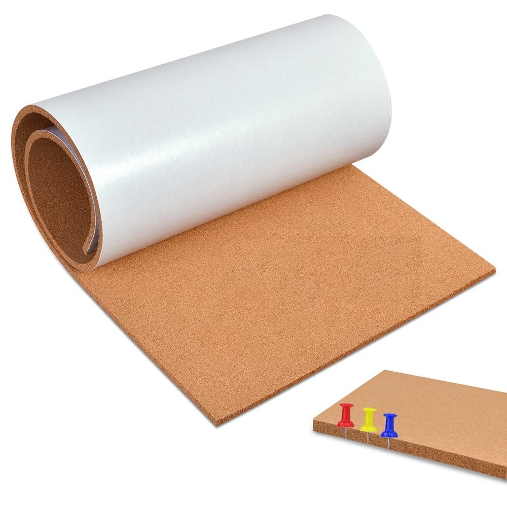 YCCYYCCY Self-Adhesive Cork Borad Roll, 6mm(1/4") Thick Cork Boards for Walls, 120cm x 40cm(47"x16") Cork Board Roll for Office, Home, School(6mm,CA)