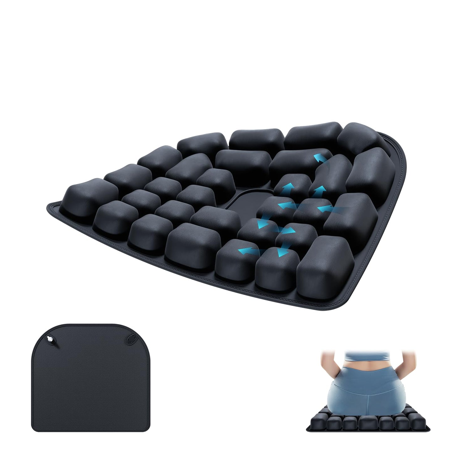 Inflatable Travel Seat Pressure Cushion, 3D Air Cushions for Airplane Car Wheelchair Office, Portable Ergonomic Cushion for Pressure Relief, Wheelchair Accessories