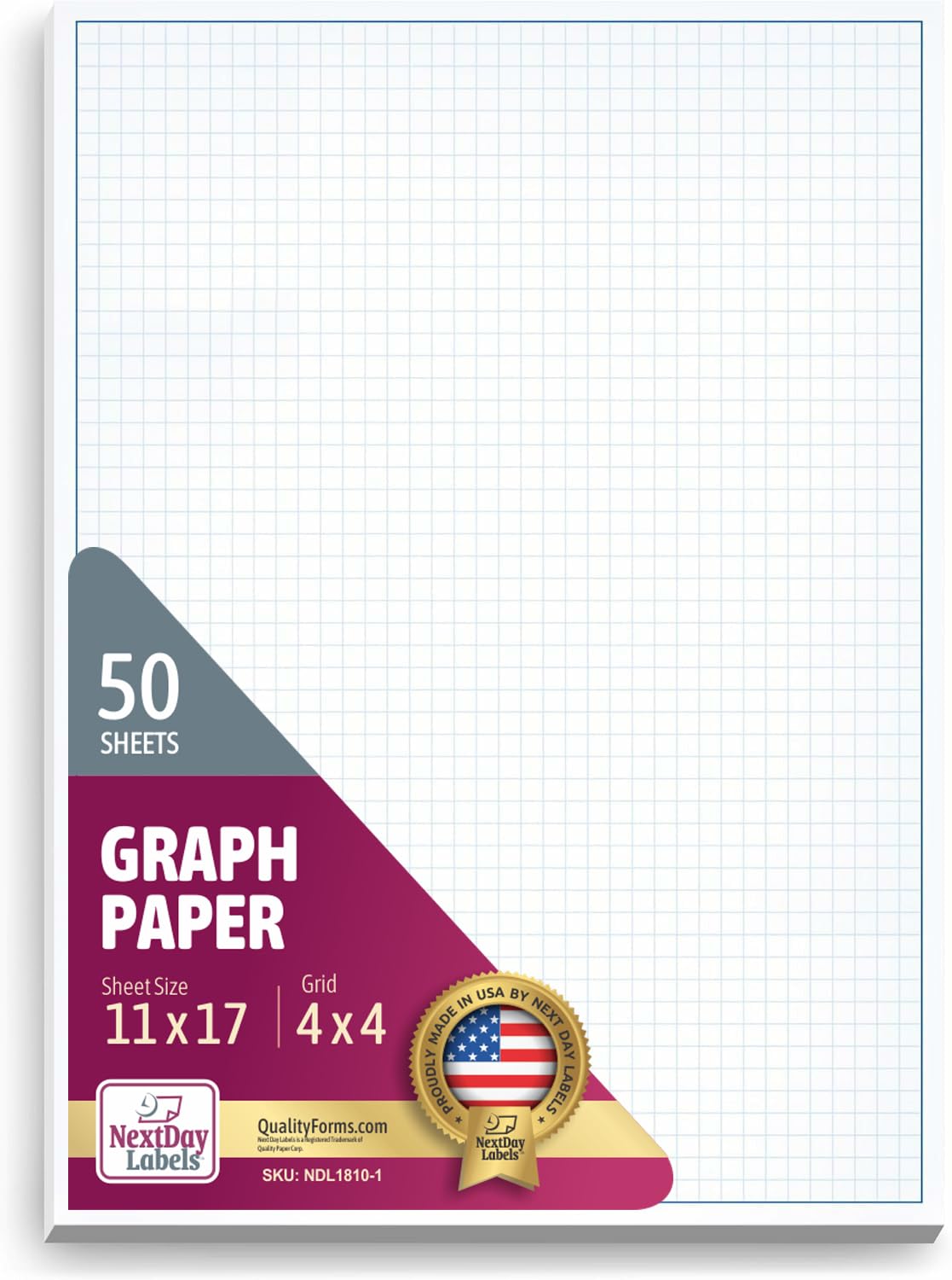 Graph Paper Pad for Blueprint Drawings, Drafting, Engineering Drawing, and Planning - Graph Paper 11x17 Blueprint Quadrille Grid Paper Pads with Blue Lines, High Brightness 50 Sheets (1-Pack)