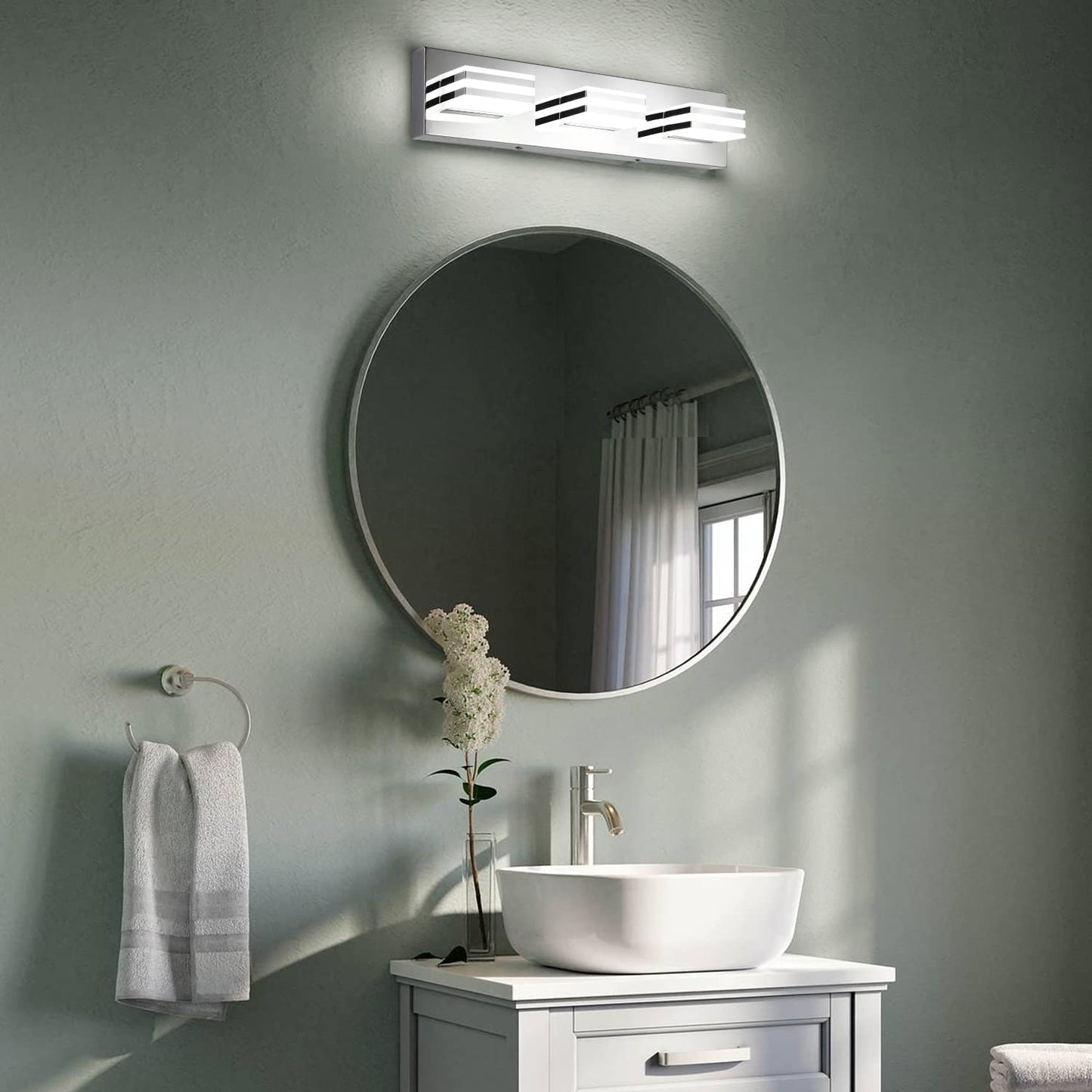 LED Vanity Lights 20in Bathroom Lights Fixtures Over Mirror 3 Light LED Lighting Fixture for Bathroom 18W Mirror Lighting Fixture Modern Bath Light Bar Chrome Bath Lamps 6000K Vanity Wall Scone