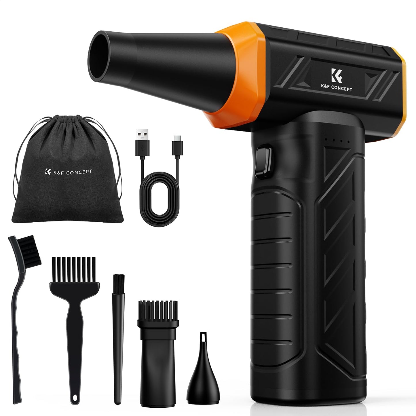 K&F CONCEPT Long-Lasting Compressed Air Duster, 8000mAh-150min Endurance | 150000RPM | LED Light | 3 Gear Adjustable | Rechargeable Brushless Motor for Computer, Keyboard, Car, Home, Outdoor
