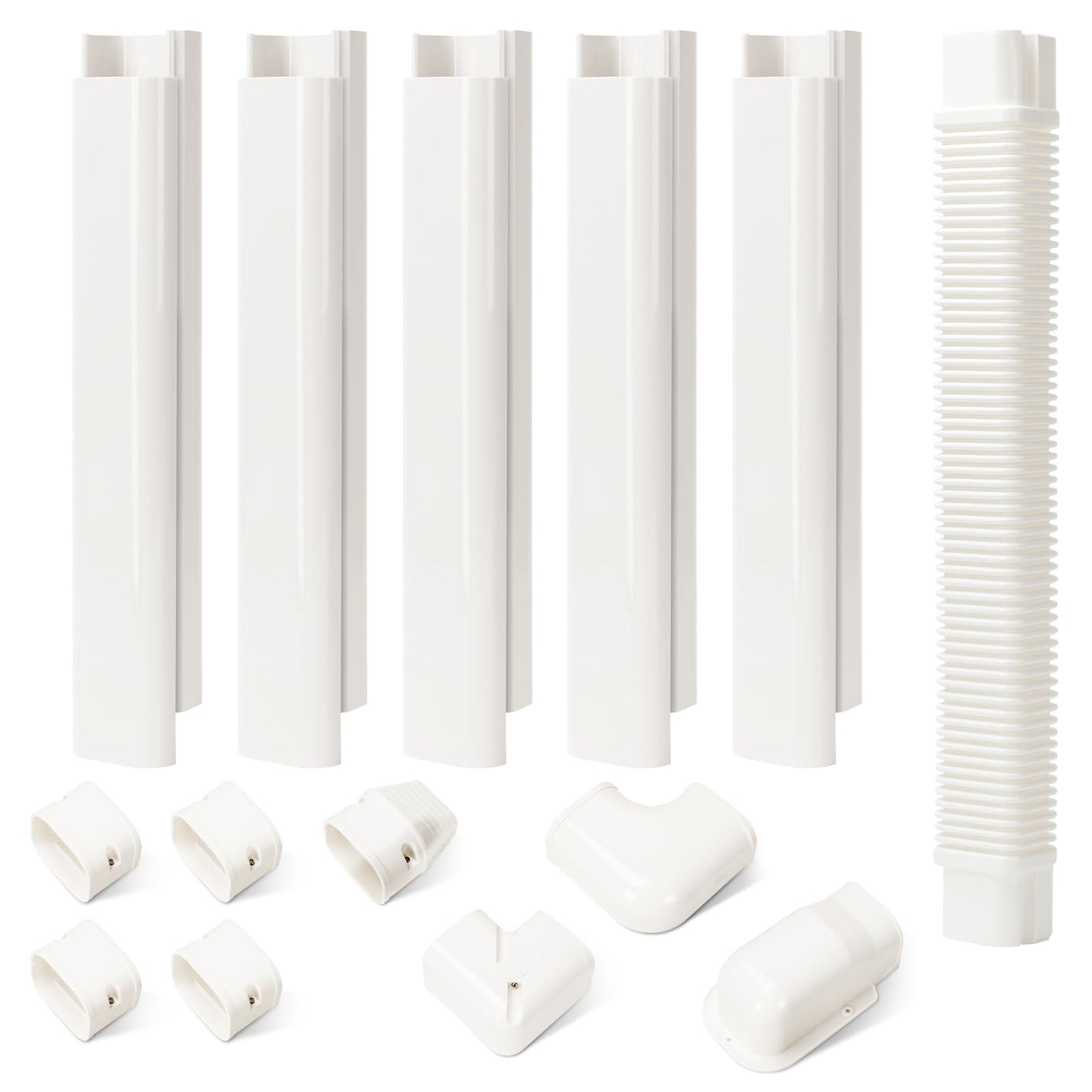 HOXHA 3" W 9Ft L Line Set Cover Kit for Mini Split & Central AC Systems - White PVC Tubing Cover - 275mm Length