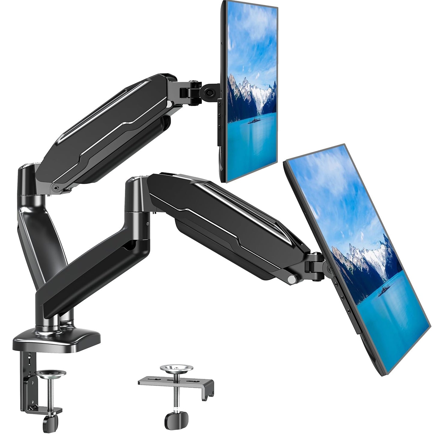 MOUNT PRO Dual Monitor Mount Fits 13 to 32 Inch Screen, Height Adjustable Monitor Stand for 2 Monitors, Full Motion Display Arm Holds up to 17. 6lbs Each, Computer Desk VESA Mount, Black