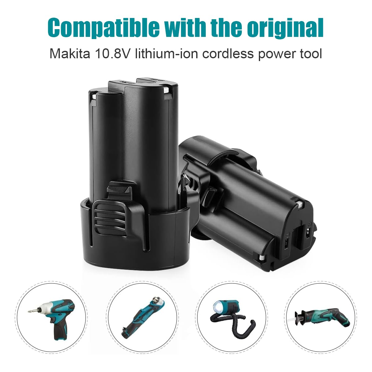 2Pack 10.8V 3600mAh Li-ion Battery for Makita BL1013 Battery Makit BL1014 Battery 195332-9 194550-6 DF330D LCT203W Cordless Tool for Makita 10.8V Battery