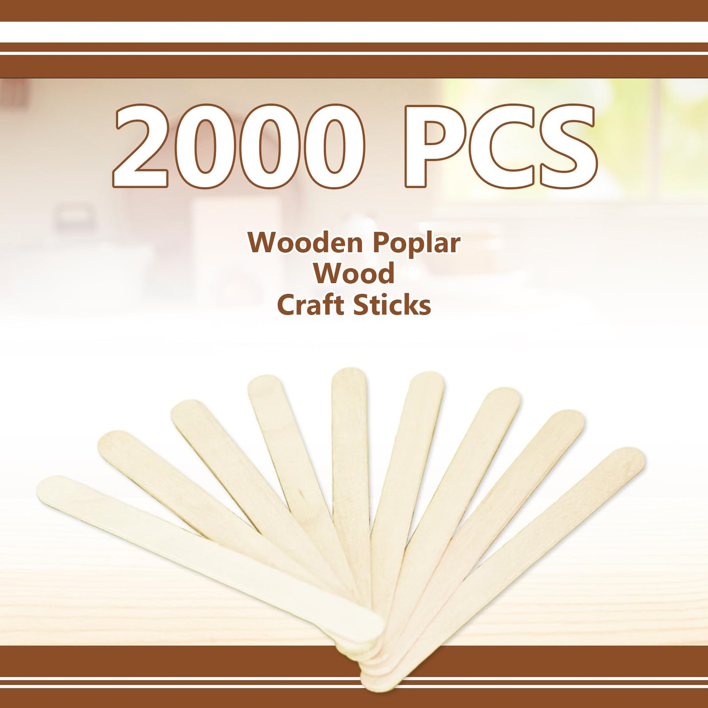 2000 Pcs Wooden Popsicle Sticks for Crafts, 4.5 Inch Ice Cream Sticks Bulk, Natural Wood Craft Sticks for Hair Removal Tongue Depressor Wax Applicator DIY Craft