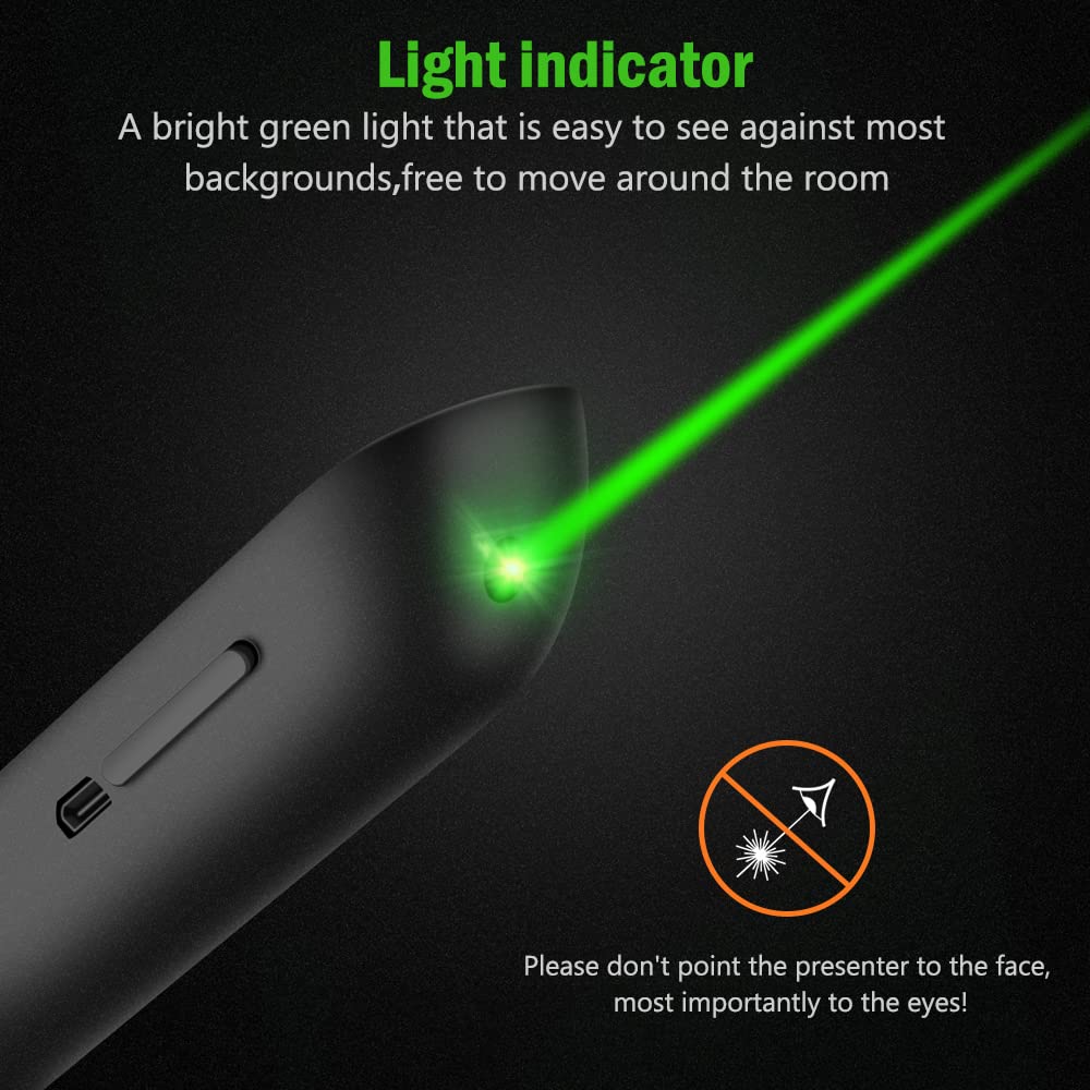 Rechargeable Presentation Clicker 100FT Wireless Presenter Remote, Hyperlink Volume Control PowerPoint Clicker Presentation Remote, 2.4GHz USB Presentation Clicker for Mac Laptop Computer10