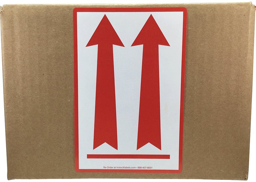 Air Specialty Up Red Arrow Labels 102 mm x 152 mm 4 x 6 Inch 500 Adhesive Stickers Per Roll
