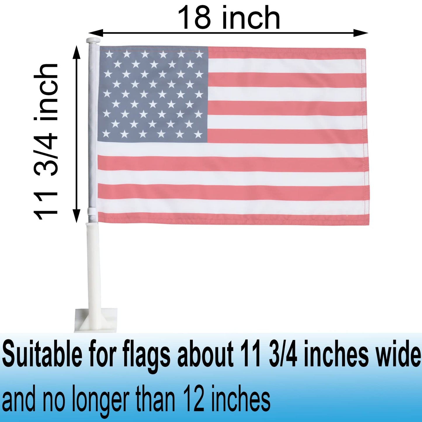 Car Flag Poles 20 Inches Long With Locking Cap And Retaining Clip White Plastic Heavy Duty Flag Pole For Car Windows Pack Of 12