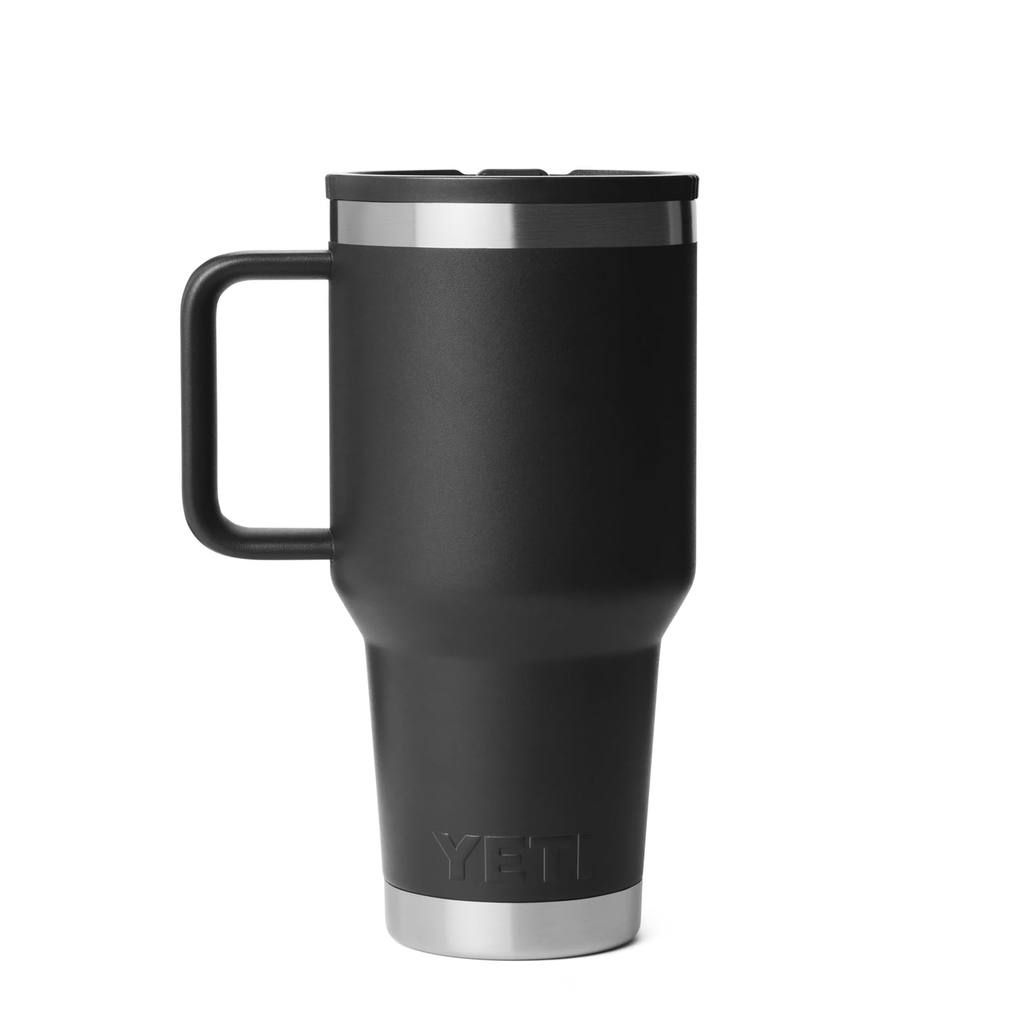 YETI Rambler 30 oz Travel Mug with Flip Straw Lid – Stainless Steel, Vacuum Insulated, Leakproof, Cup Holder Friendly, Black