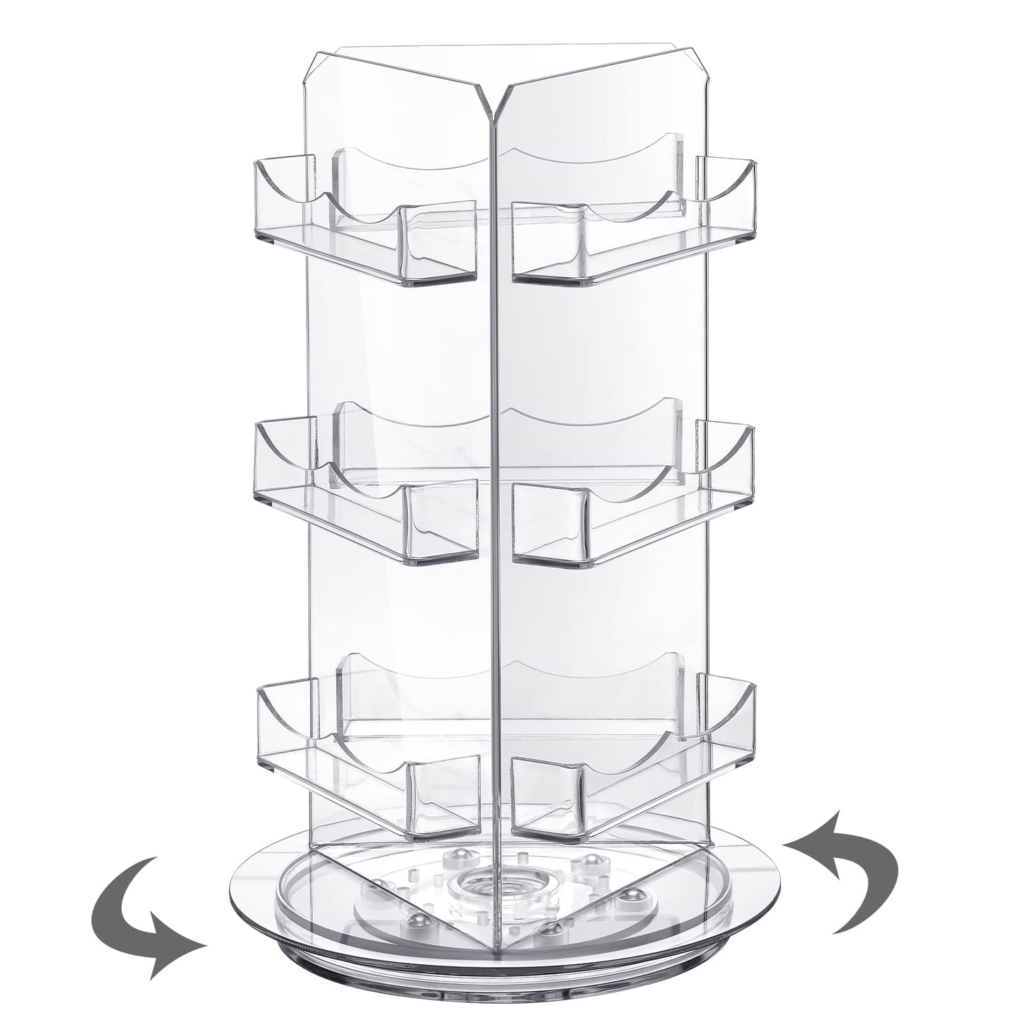 Spiareal Spinning Clear Business Card Holder 3.5" x 2" Acrylic Sticker Display Stand Appointment Cards Rotating Stand 3 Tier Brochure Display Holder for Tabletop Office Home Desk(5.9 x 9.8 Inch)