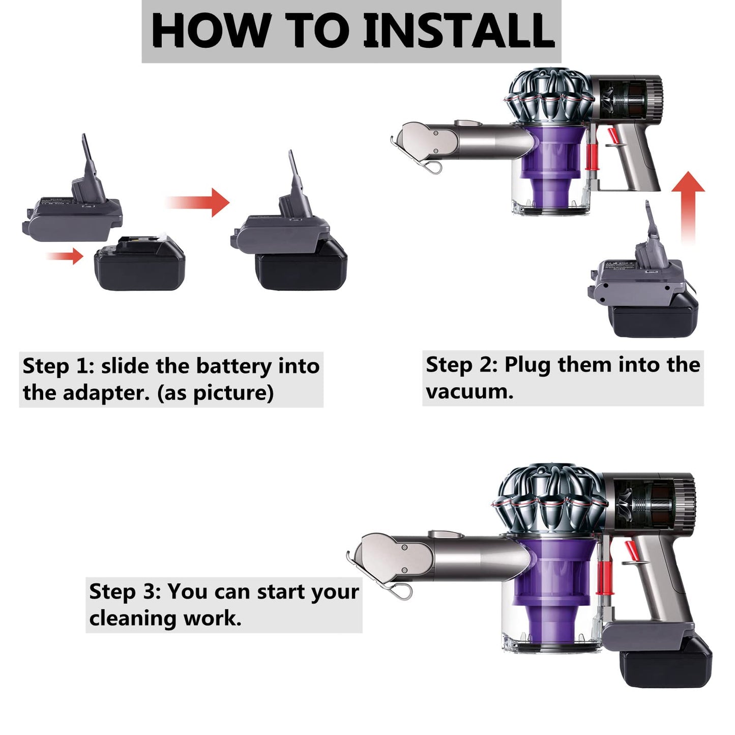 V8 Battery Adapter for Dewalt 20V Lithium Battery Converted to Replace for Dyson V8 Battery, Works with Dyson V8 Series Animal Absolute Vacuum Cleaner(DW20V8 Adapter ONLY)