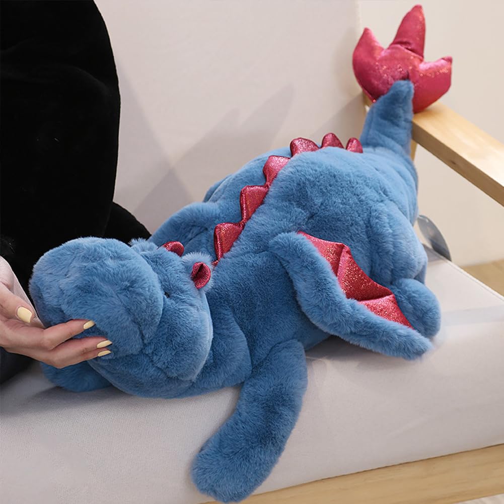 5Lbs Weighted Dragon Stuffed Animal, 35.4Inches Medium Plush Dragon Toy for Kids, Pink White Green and Blue Available.Very Cute Plushie Dragon