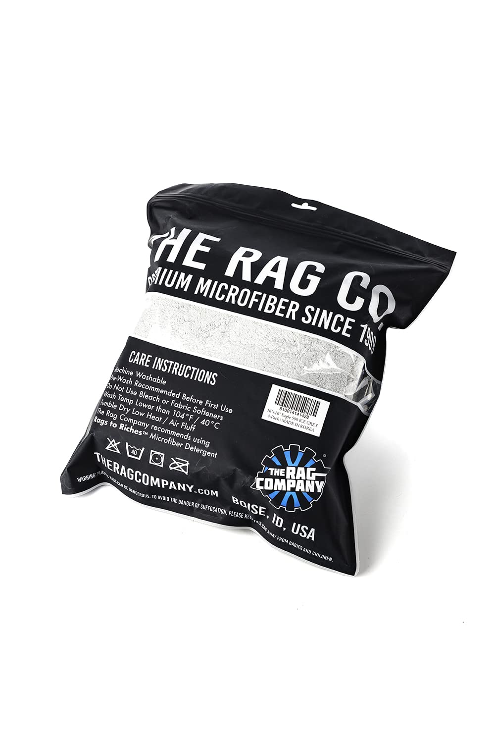 The Rag Company - Eagle Edgeless 500 - Professional Korean 70/30 Blend Super Plush Microfiber Detailing Towels, 500GSM, 16in x 16in, Ice Grey (4-Pack)
