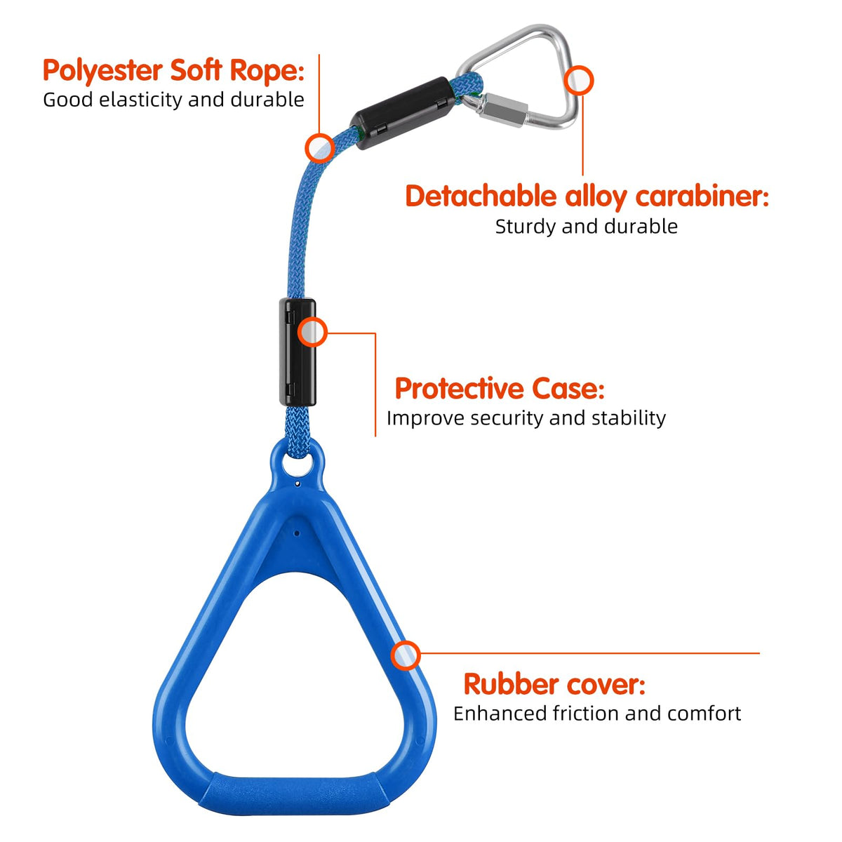 PELLOR 6 Pcs Ninja Rings, Monkey Bars Adjustable Backyard Obstacle Course for Kids & Adult, Heavy-Duty Gymnastic Rings Ninja Warrior Obstacle Course Trapeze Accessories