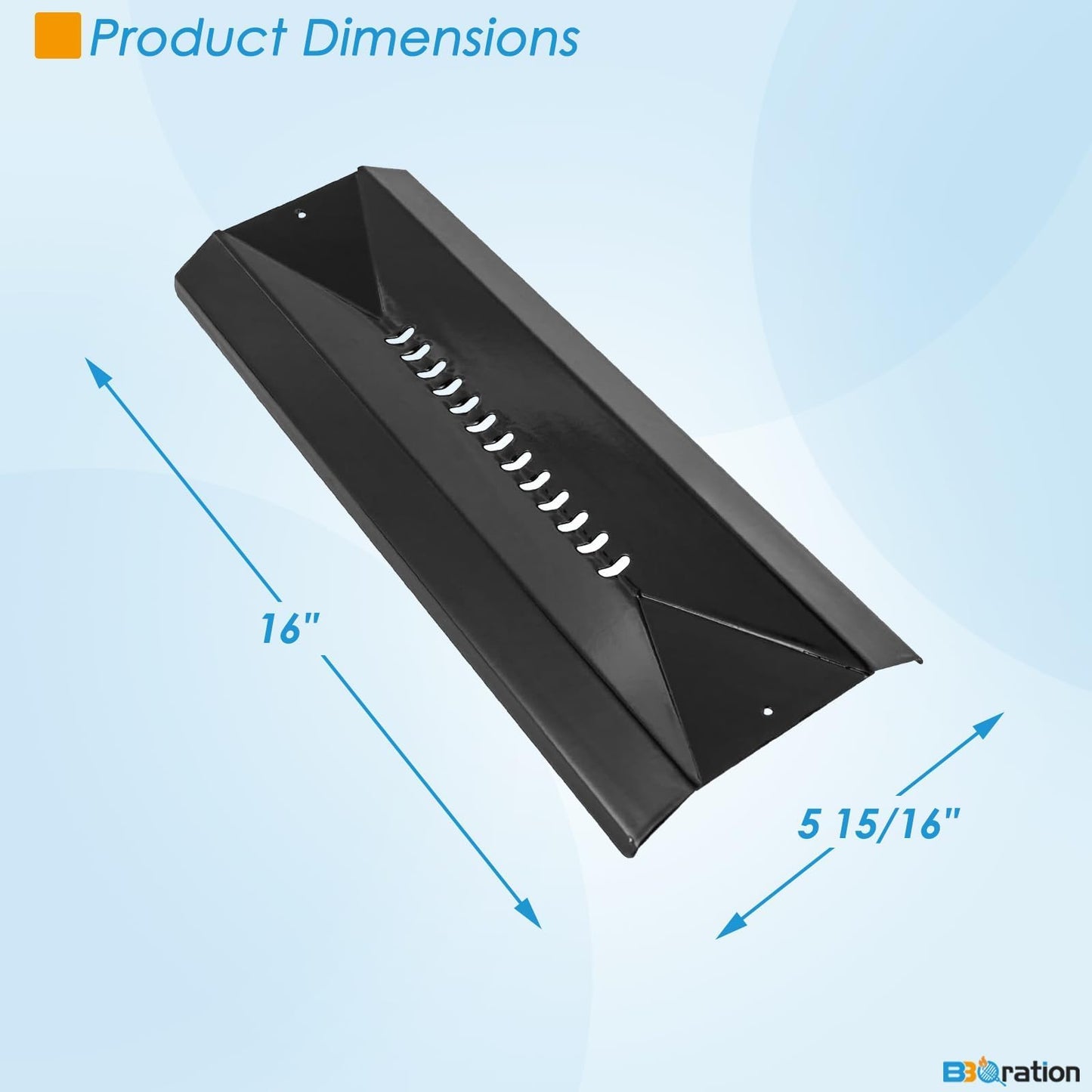 BBQration 16" BBQ Heat Shield for Cuisinart G52502 85-3033-2, Centro 3800, 4800, 5800 and More Grill Models, Porcelain Steel Heat Plates Replacement Parts, 3-Pack
