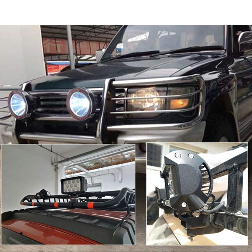 Universal Bull Bar Clamp Mounting Kit-4PCS Heavy Duty LED Light Bar Brackets for 1.38"/1.5"/1.57"/1.77"/1.97" Tubes, Fits Roof Roll Cage, Bumper, Off-Road Driving Lights