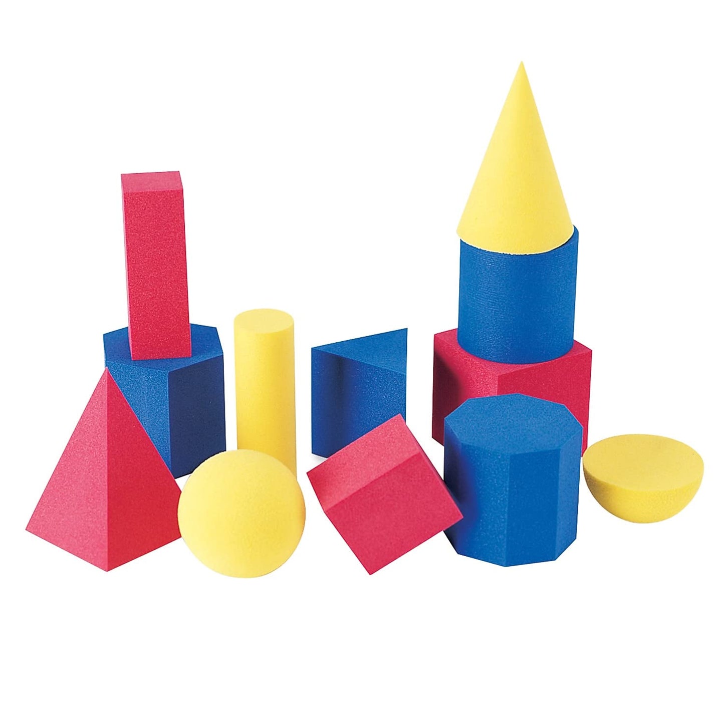 Learning Resources Hands-On Soft Geosolids, Soft Foam 3D Shapes, Set of 12, Ages 5+ - 2 inches; 3 inches (LER6120)