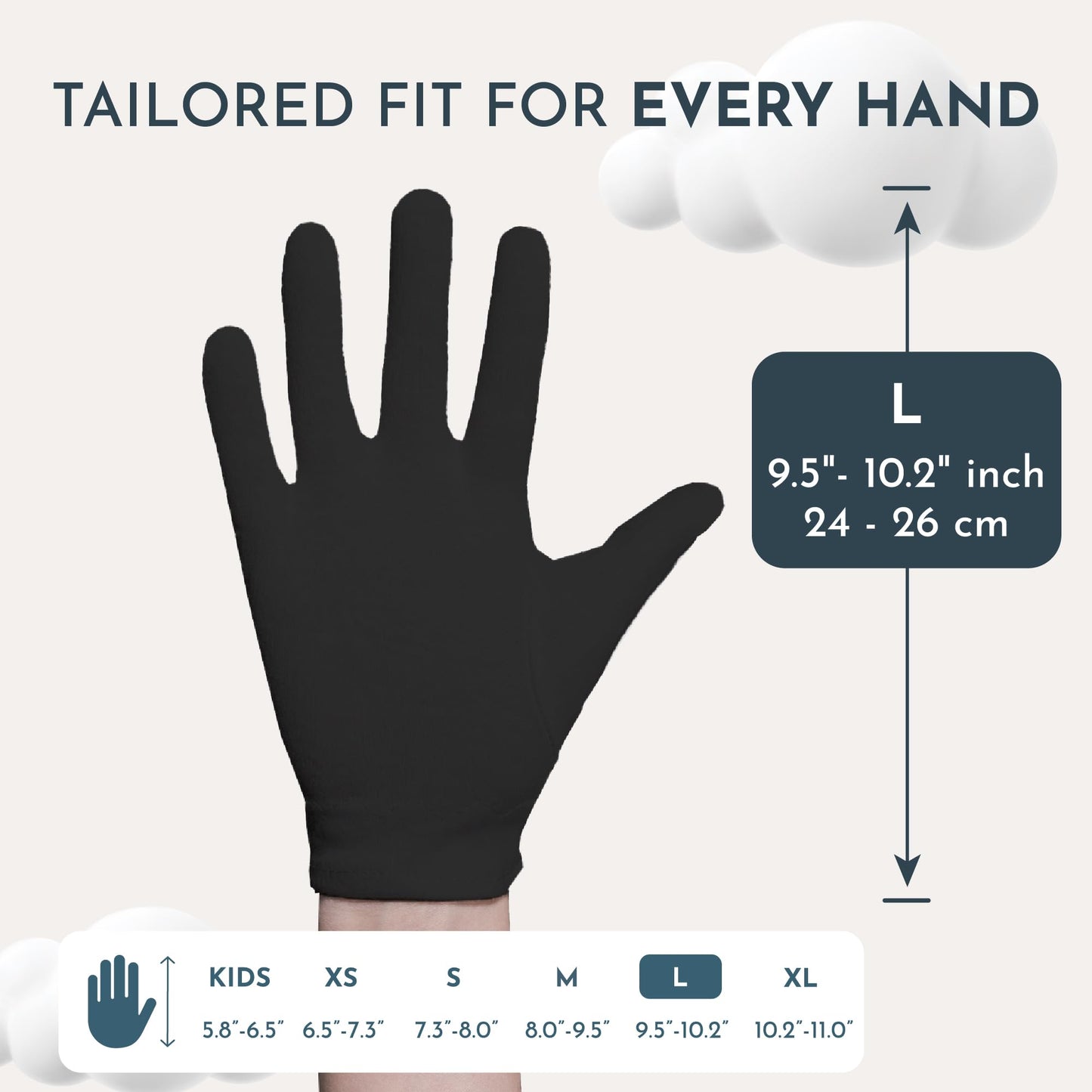 Cottonnerie Cotton Gloves for Dry Hands Sleeping, Moisturizing Gloves Overnight, Hand Moisturizer Gloves, Moisture Gloves for Dry Hands Overnight, Eczema Gloves, Large 8 Pair, Black