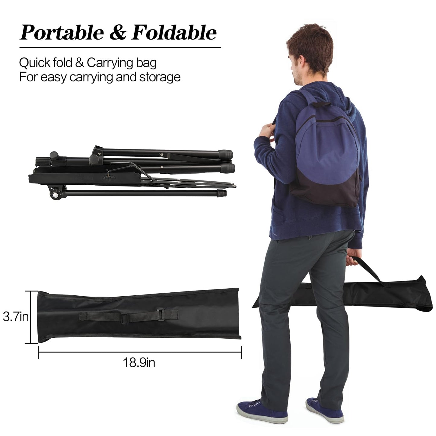 2 Pack Music Stand, 2 in 1 Dual-Use Folding Sheet Music Stand, Lightweight Portable Adjustable Desktop Book Stand with Music Sheet Clip Holder & Carrying Bag