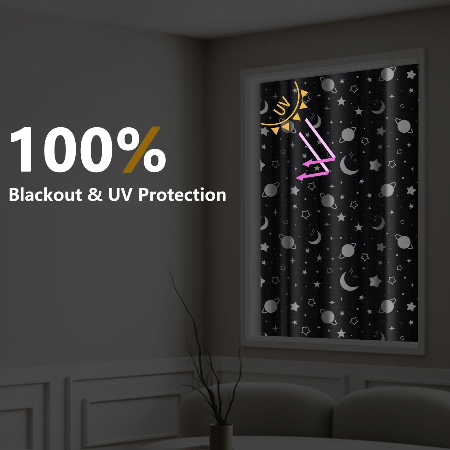 Yelmzir Portable Blackout Blind with Suction Cups, Adjustable Window Black Out Curtains No Drill, Temporary Blackout Window Covering for Bedroom, Travel, RV, 78" x 51"
