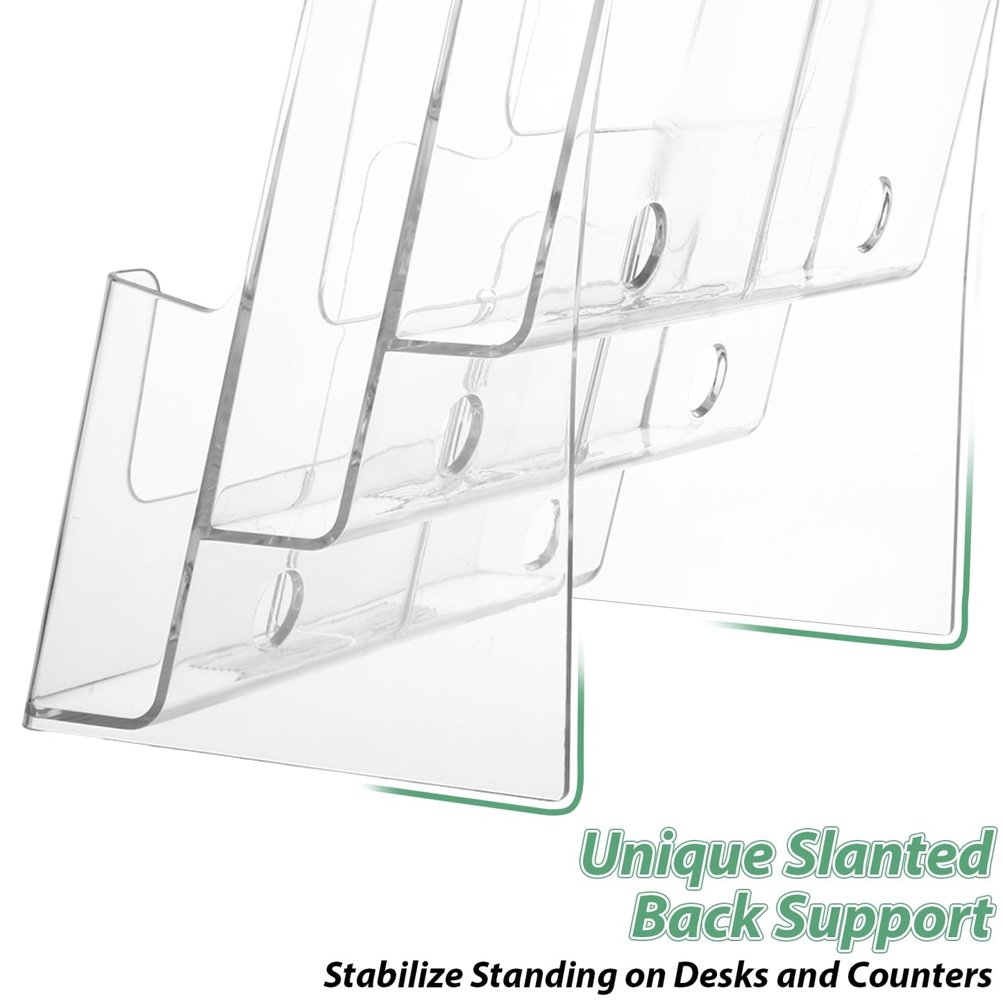 CYEAH Acrylic Brochure Holder, Clear 3 Tier Magazine Holder, Brochure Display Stand with Removable Divider, Countertop Literature Holder for 8.5x11 & 4 x9 Inches Brochure, Flyer, Pamphlet