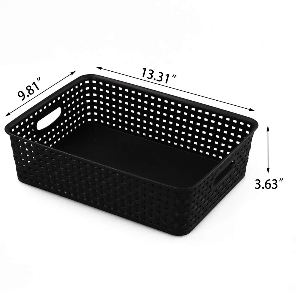 Qqbine Plastic Office A4 Basket Tray, Desk Tray Organizer, Black, 5 Packs