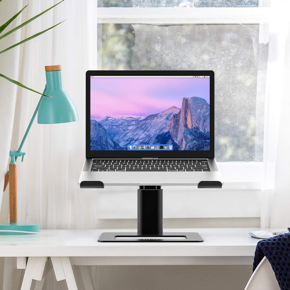 Besign LSX3 Aluminum Laptop Stand, Ergonomic Adjustable Notebook Stand, Riser Holder Computer Stand Compatible with Air, Pro, Dell, HP, Lenovo More 10-15.6" Laptops (Black)