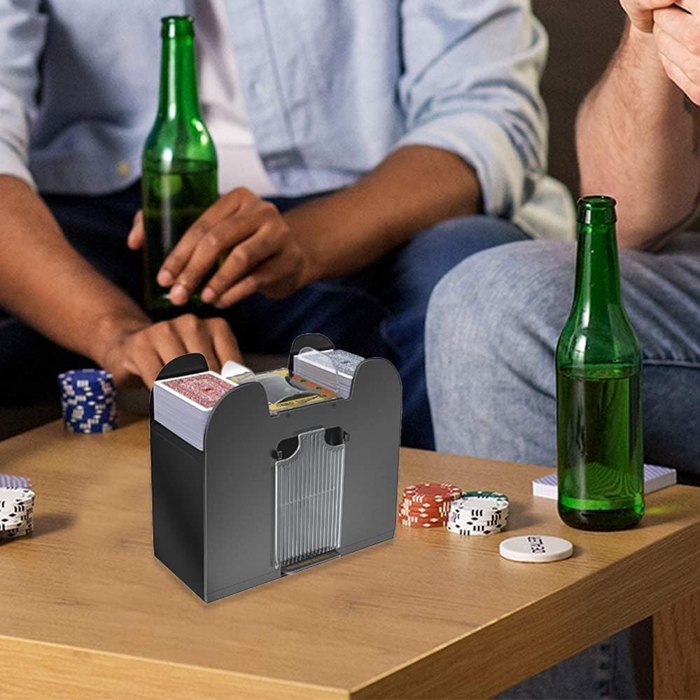 Automatic Card Shuffler for 6 Decks - USB & Battery Powered, Portable Playing Card Shuffler Machine for Poker Cards, Family Game Nights and Casino Style Games